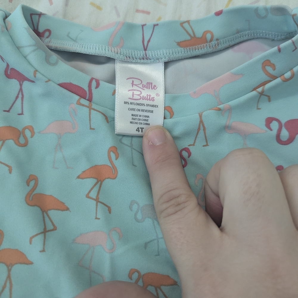 Ruffle Butts Flamingo Rash Guard - Picture 2 of 2